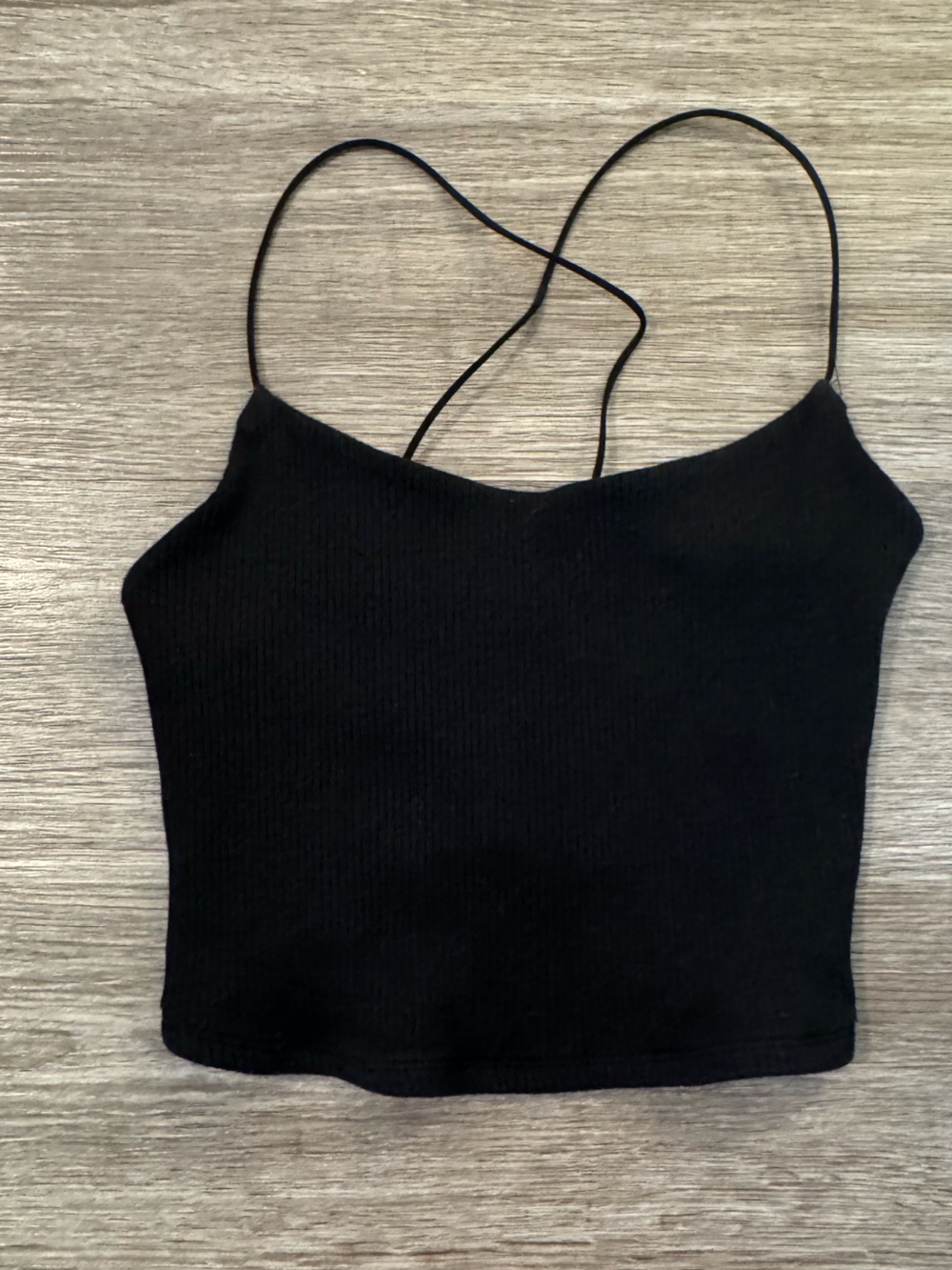 Garage Black Ribbed Cropped Camisole